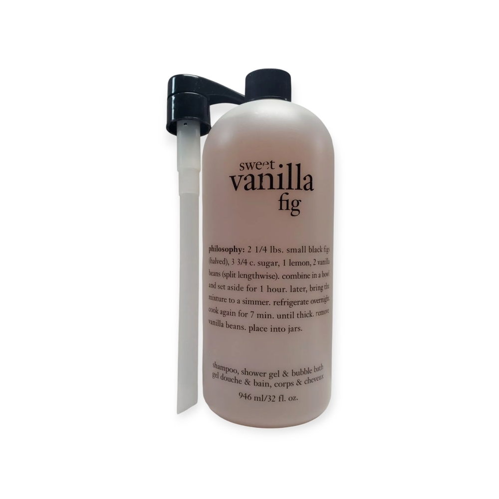 Philosophy Sweet Vanilla Fig Shampoo, Shower Gel Bubble Bath 32 oz Sealed + Pump
